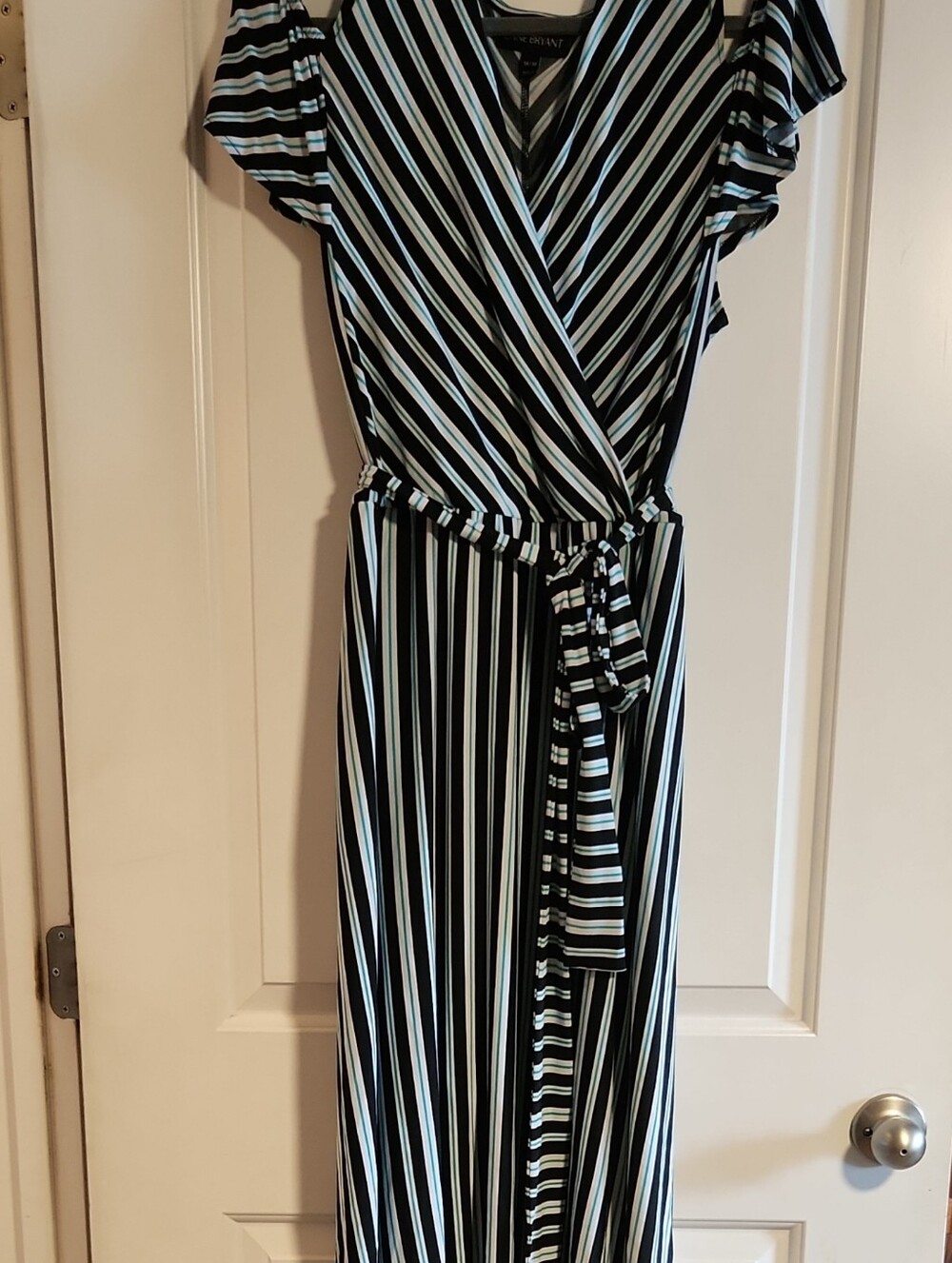 Striped Wrap Maxi Dress - Black & White
